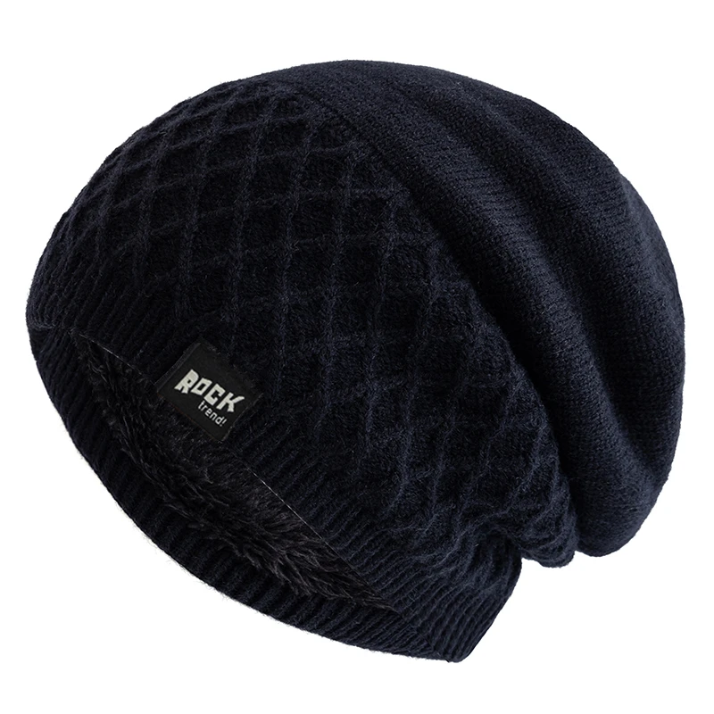 New Unisex Beanie Hat Plush Fleece Warm Cap Rock Letter Soft Winter Hat For Men Women Outdoor Thicken Ski Sports Knitted Hat