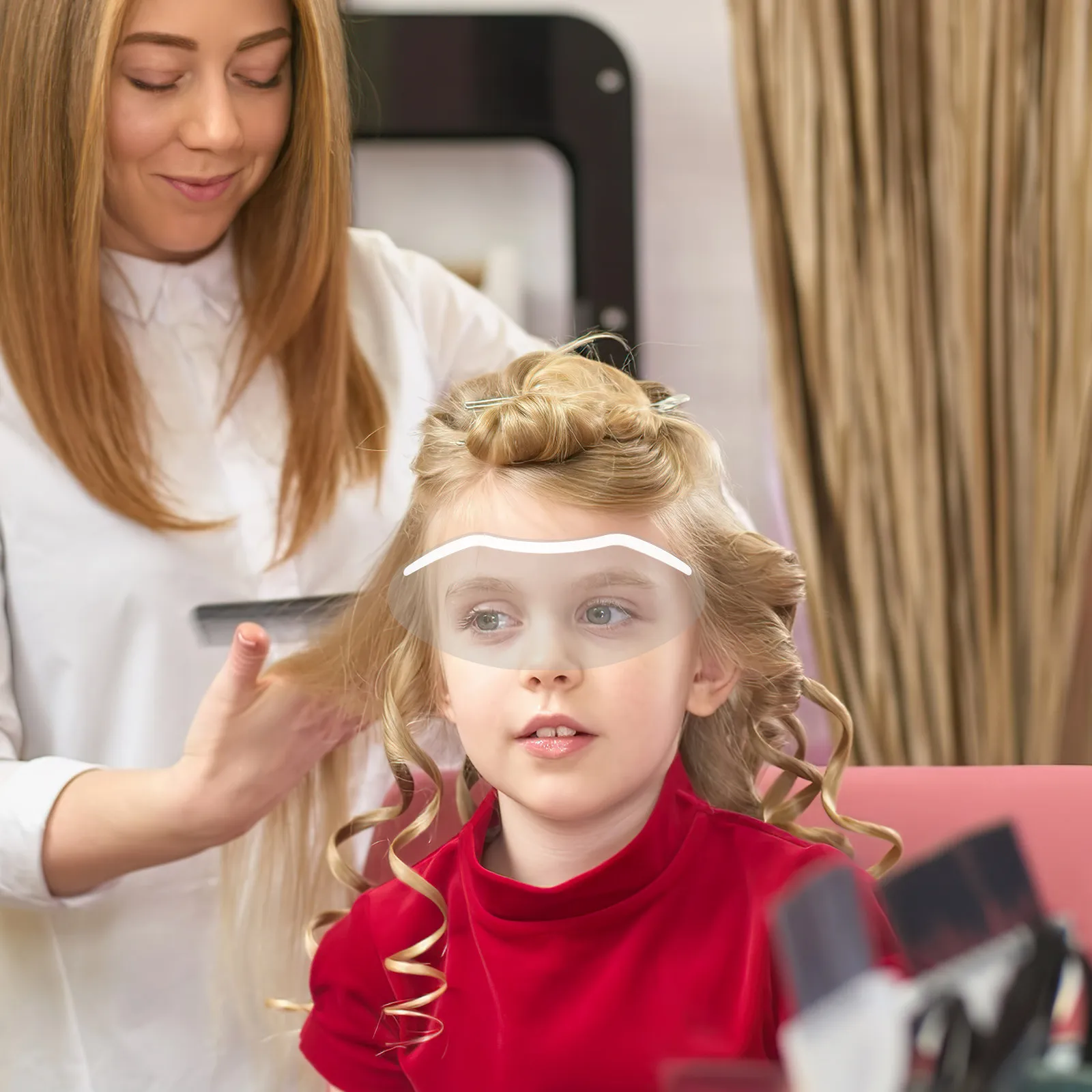 

50Pcs Haircut Face Visor Transparent Eye Protection Cover for Bangs Trimming Hair Dyeing Styling Adhesive Facial Shield Salon