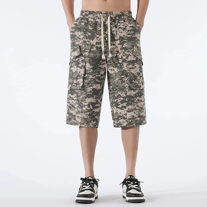 

Men's Fitness Training Knee Length Pants Casual Solid Color Pants Summer Thin Loose Running Gym