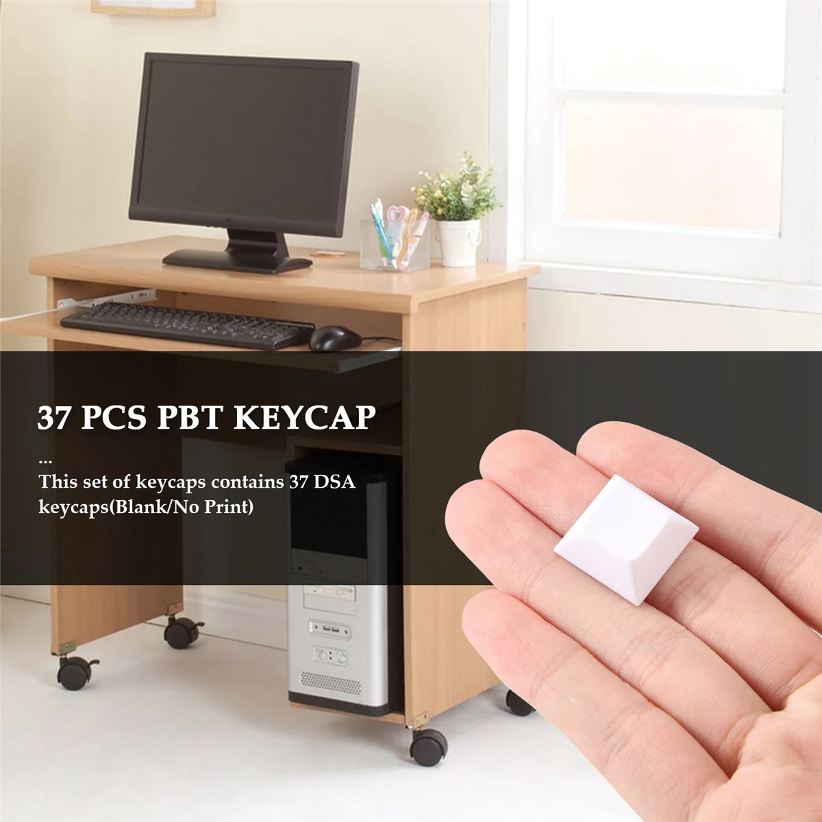 ABAN 37 PCS PBT Keycap DSA 1U Keycaps for Cherry MX Custom Keycap Set for Gaming Mechanical Keyboard Keybord ,White