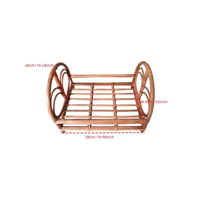 Letto e cestino in rattan intrecciato a mano marrone Puntelli per fotografia neonato Mobili per servizio fotografico per bambini Decorazioni per la casa Ricordo di crescita per i servizi