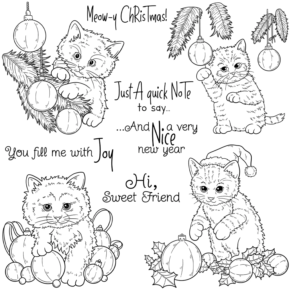 Mangocraft Christmas Bells And Cat Clear Stamps Winter Christmas DIY Scrapbooking Supplies Silicone Stamp For Cards Albums Decor