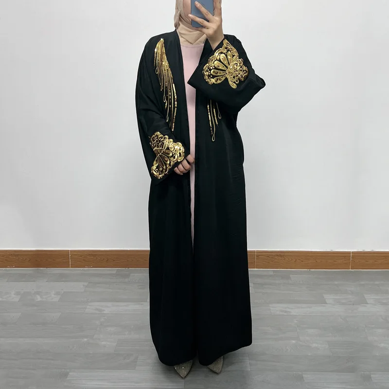 

Muslim kimono with embroidery, retro ethnic cardigan, Dubai, Middle Eastern, Saudi Arabia, Eid clothing, fashion