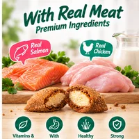 Gnawlers Crunchy & Tender Cat Treats 65g, Chicken/Salmon & Milk, Low-Calorie Soft-Center Snacks with Prebiotics, no fillers 2