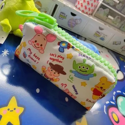 Disney cartoon big zipper cute canvas pencil case creative large-capacity storage bag Toy Story print personalized handbag