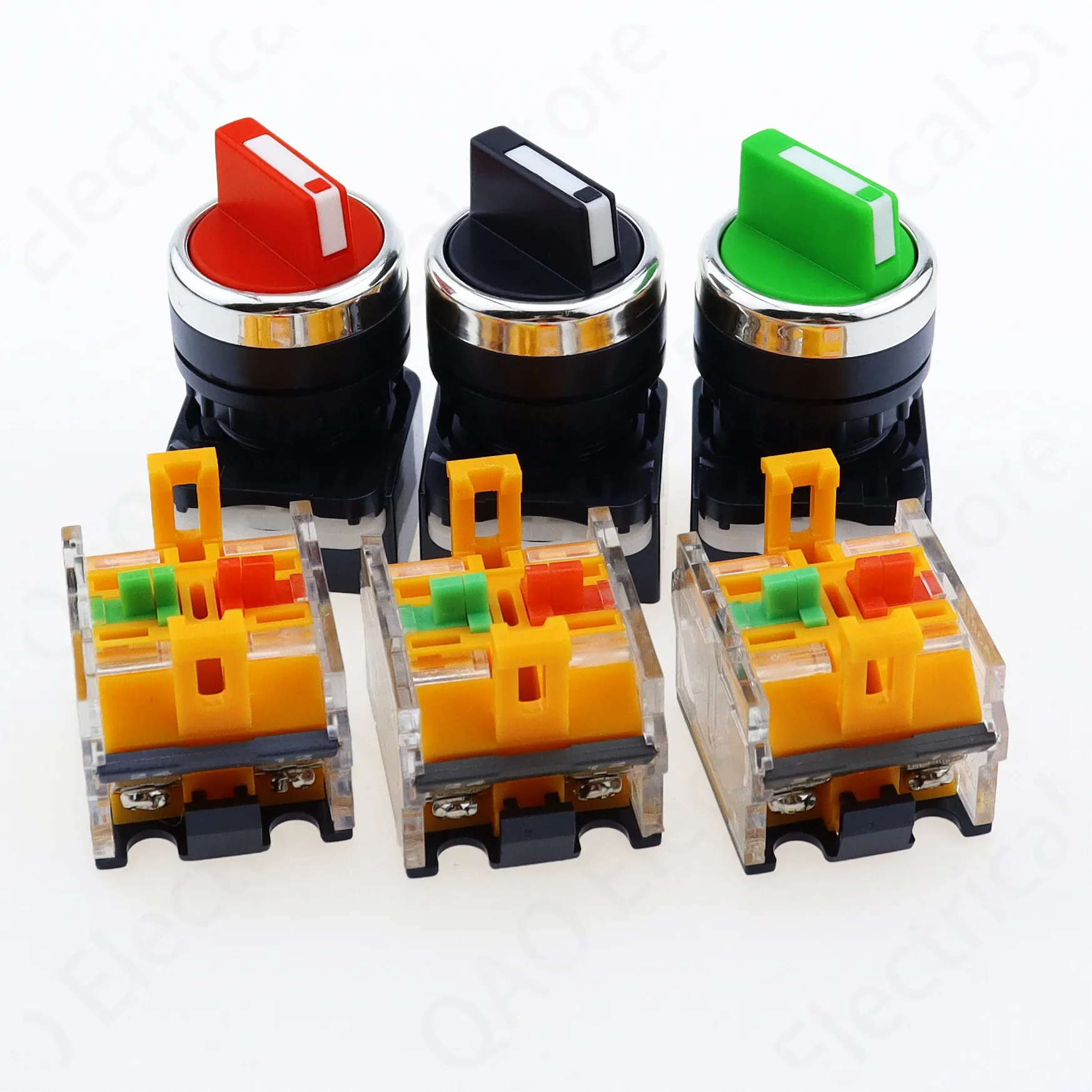 22mm Self-lock Selector Switch 1NO1NC 2/3 Positions Rotary Switches DPST 4 screws 10A400V Power Switch ON/OFF Red Green Black