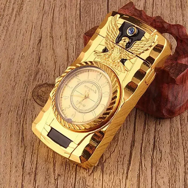 Metal Personalized Portable Inflatable Lighter Luminous LED dial Lighter Exquisite Relief Craft Business Gift Collection