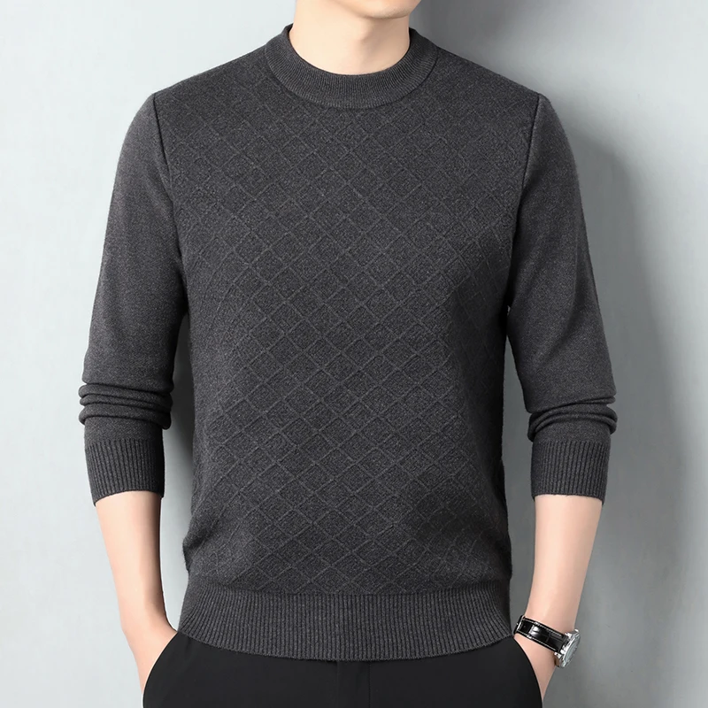 2025 ربيع جديد وصول جولة الرقبة طويلة الأكمام شريط رجل سترة