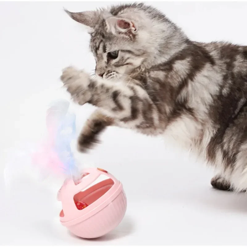 Tumbler cat toy rocking music teasing cat feather bells do not count the ball pet self-heating cat toy new style