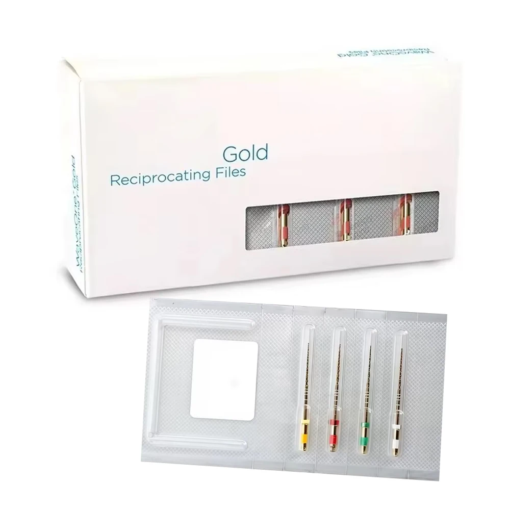 Bonito 4PCS Gold Rotary Dental Instrument Heat Engine Files Root Canal Dentistry Tool for Professional Use