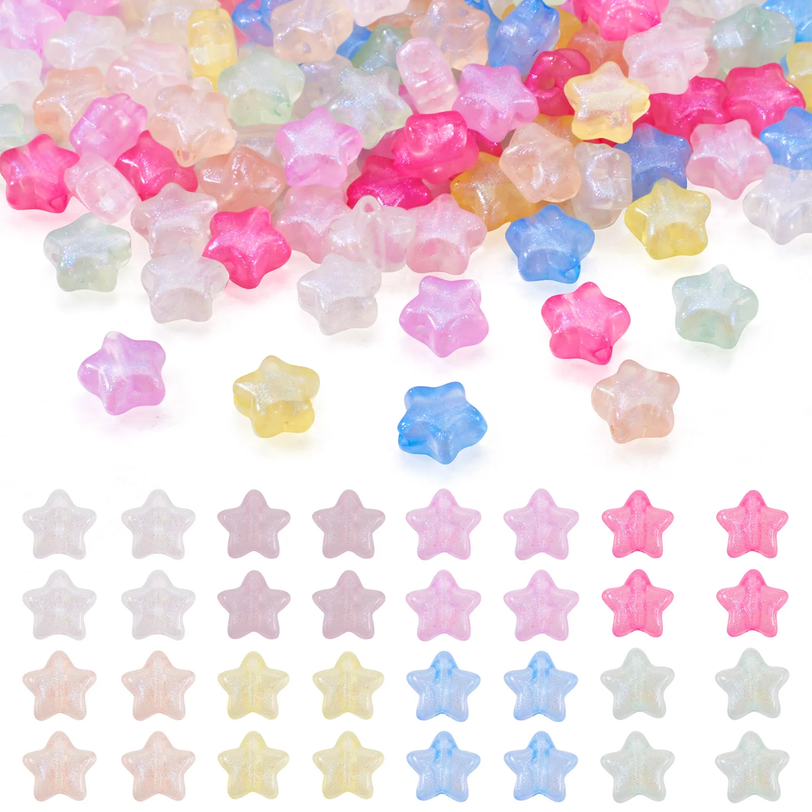 

1 Bag Luminous Star Acrylic Glitter Beads Glow in the Dark for Jewelry Making DIY Bracelet Necklace Earring Supplies 10x10.5x6mm