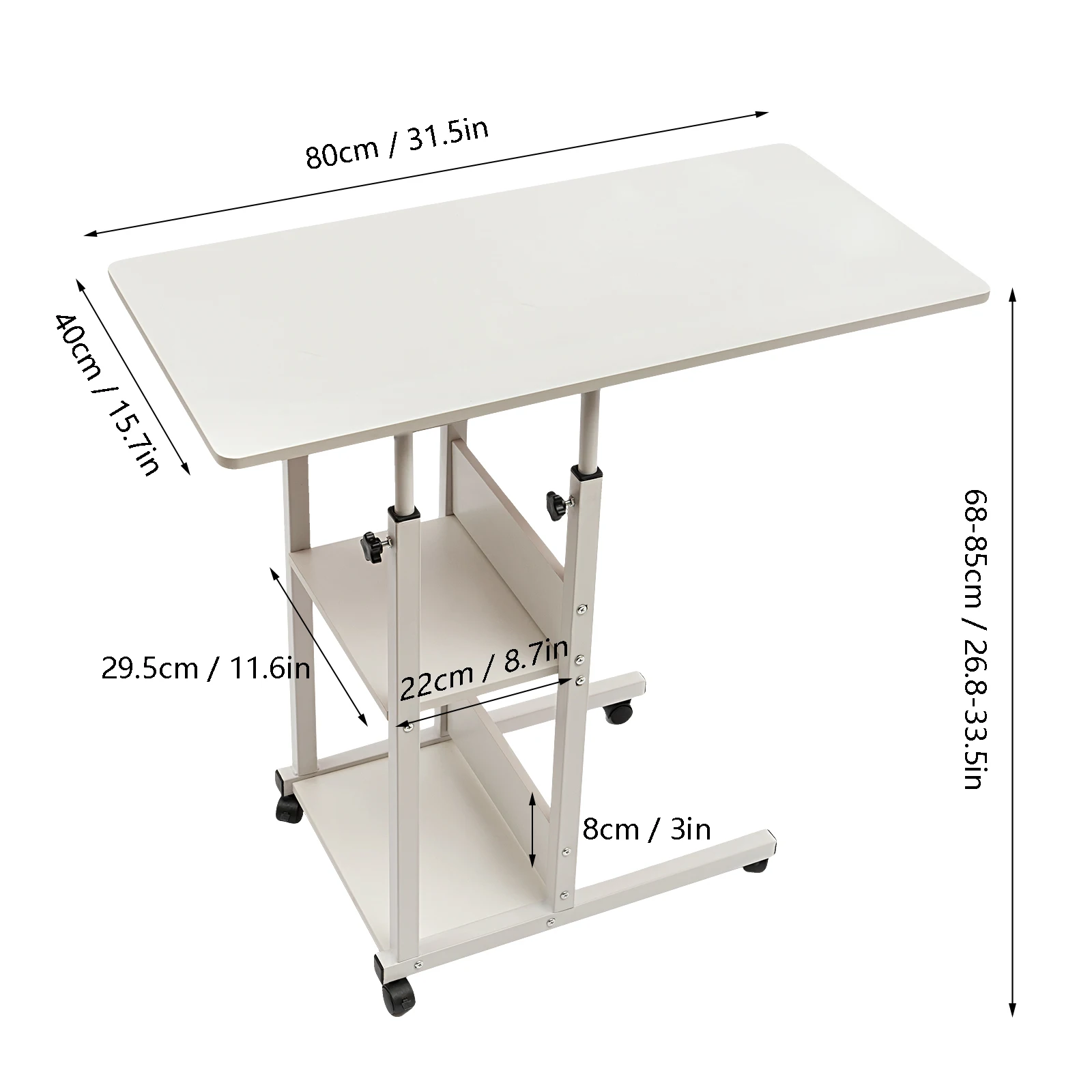 طاولة زاوية على شكل حرف C ، أريكة جانبية ، سرير وجبات خفيفة ريفي ، ارتفاع قابل للتعديل مع عجلة ورفوف تخزين للمنزل ومساحة صغيرة #6