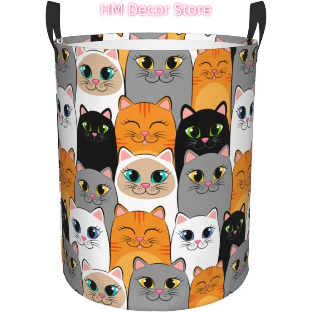 

Laundry Basket Siamese Kitten Oxford Cloth Collapsible Laundry Hamper Storage Basket with Handle for Kitchen Bedroom Living room