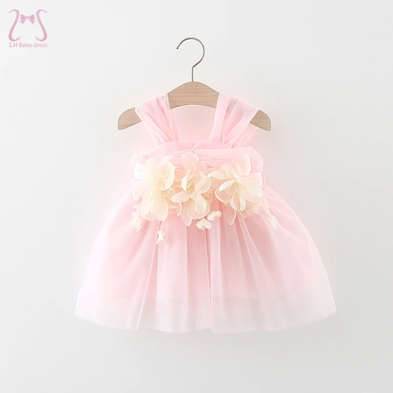 

Sweet Baby Girl Wedding Party Evening Dresses Summer Clothes Petal Mesh Birthday Princess Kids Costumes 0 To 3 Years Old Toddler