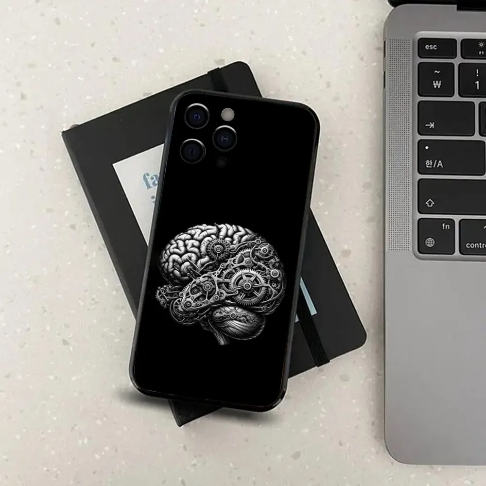 Anatomy Brain Art Phone Case For Apple iPhone 15,14,13,12,11,Pro,X,XS,Max,XR,Plus,Mini Soft Black Cover