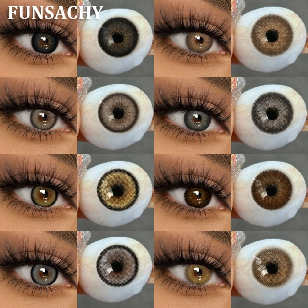 FUNSACHY 1 Paar natürliche Farbkontaktlinsen für Augen, braune Linsen, farbige koreanische Linse, jährlich, schöne graue Augen, große schwarze Linse