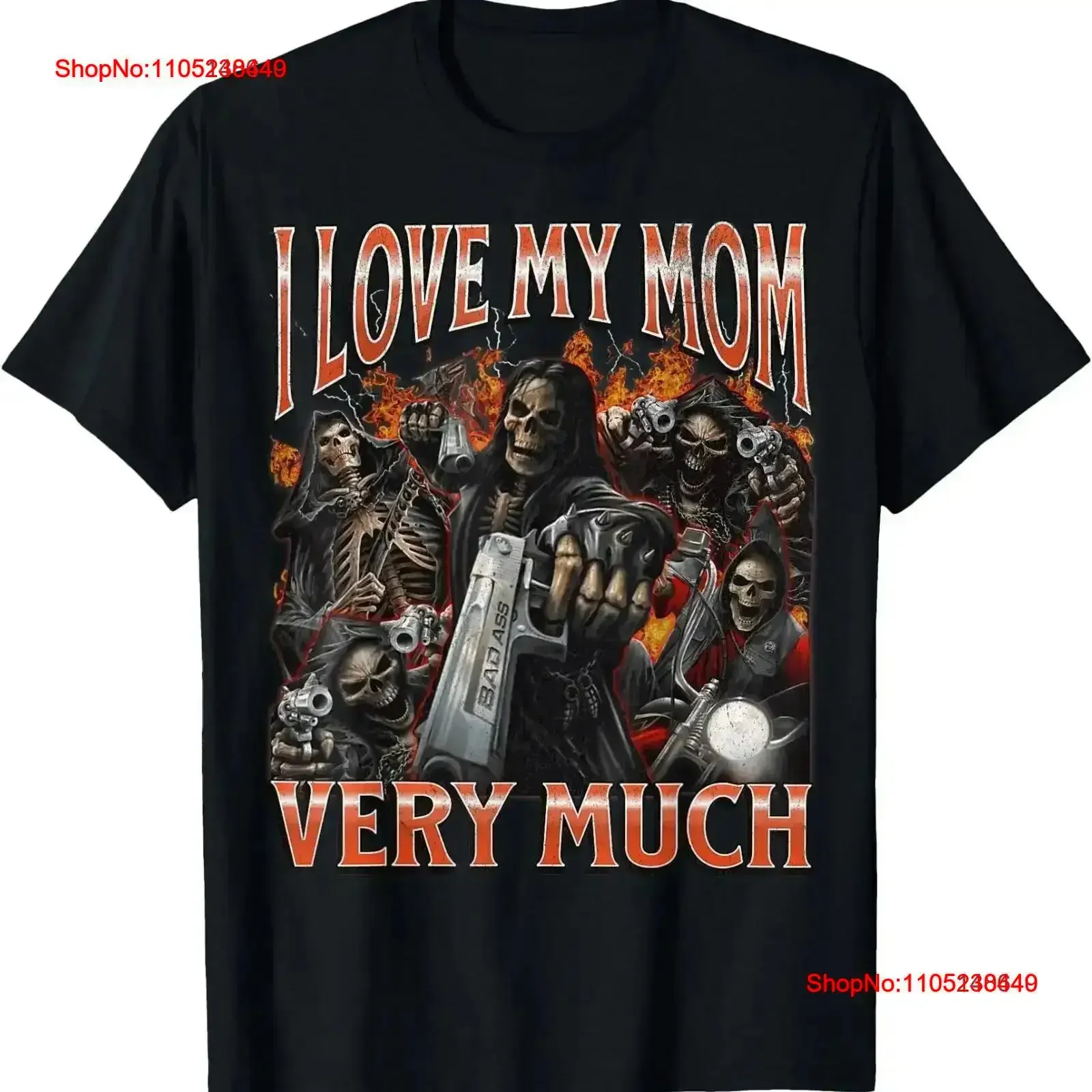 Love My Mom Very Much Funny Hard Skeleton Meme Bootleg T-Shirt Vintage Washed Atmungsaktive Designer-Kleidung Grafik Lässig