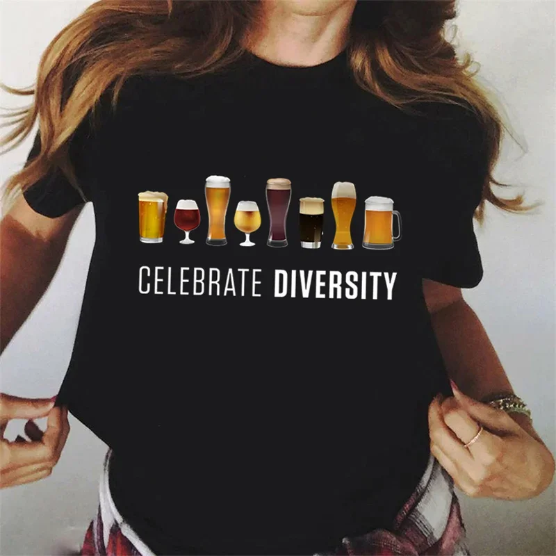 CELEBRATE DIVERSITY Beer Man Shirt Funny Brother Summer Men\'s T-shirts Beer Lover Unisex Tshirts Oversized Tee Shirt Camiseta