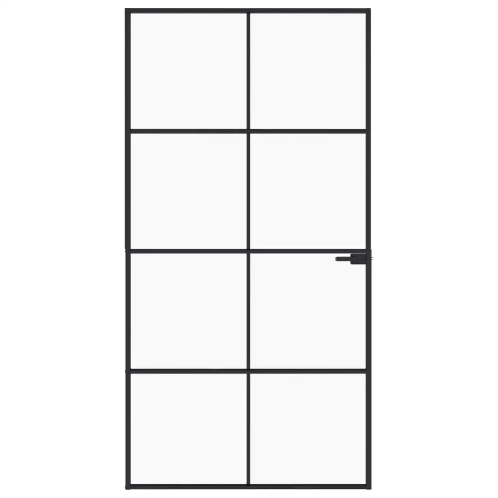 Pintu Interior Hitam 40.2x79.3 Kaca Tempered & Aluminium Slim