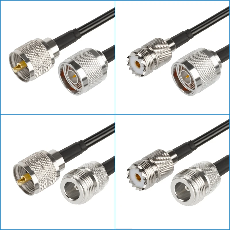 สายโคแอ็กเชียล RG58 UHF PL259ตัวผู้กับ N ตัวเมียขั้วต่อ pigtail COAX CABLE UHF TO N TO N TO N TO UHF สายเคเบิลตัวผู้0.3M-30M