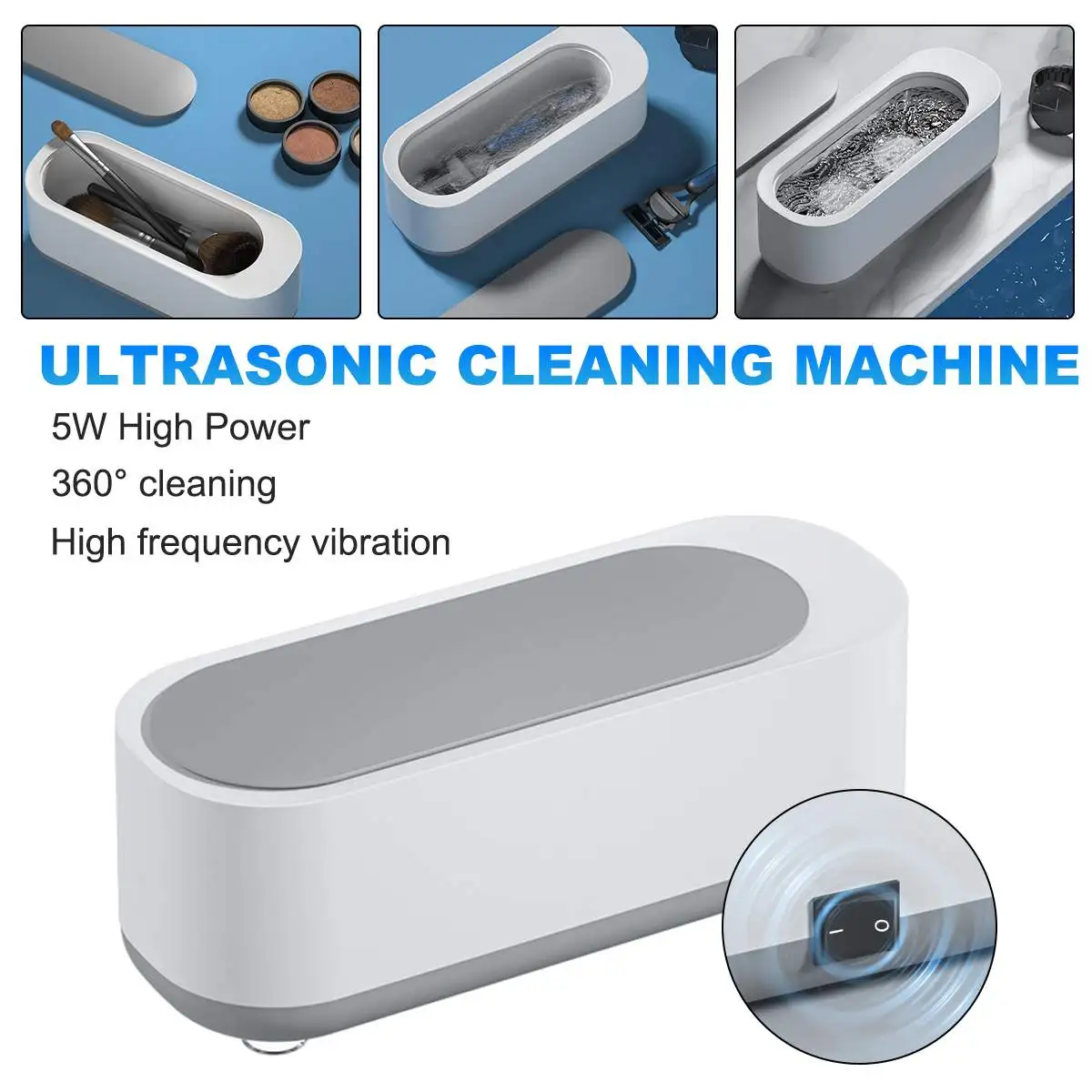 

Ultrasonic Cleaner Portable Professional High Frequency Vibration Jewelry Eyeglasses Watches Cleaner 360Degree Cleaning Machine