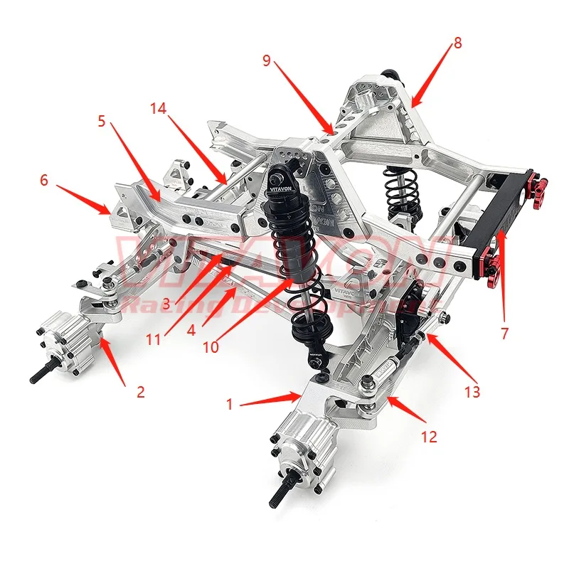 Vitavon-カスタム構築ポータルキット、同軸scx 6x6トレイル、honcho jeep、1:6