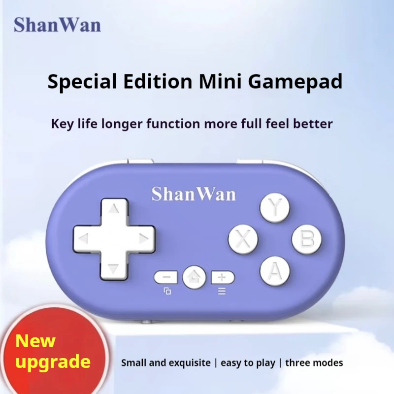 Shanwan Mini Game Controller Bluetooth Wireless Compact And Lightweight Portable Purple Cross Key Supports Android Pc Computers