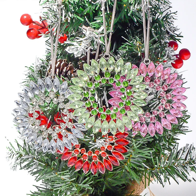 

Christmas Tree Small Pendant Ring Creative Pendant Water Diamond Metal Christmas Shop Window Decoration Zinc Alloy Pendant