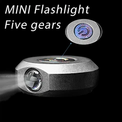 Mini Titanium Alloy Flashlight Adjustable Brightness Light Rechargeable Lighting Portable With Magnet EDC Tool Outdoor Camping