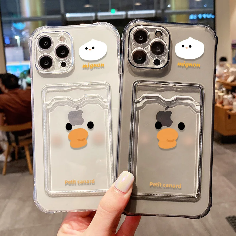 Card Slot Clear Case For iPhone 15 Case iPhone 17 Air 16e 16 Pro Max 11 12 13 14 15 XR XS Max Soft Silicone Pocket Wallet Cover