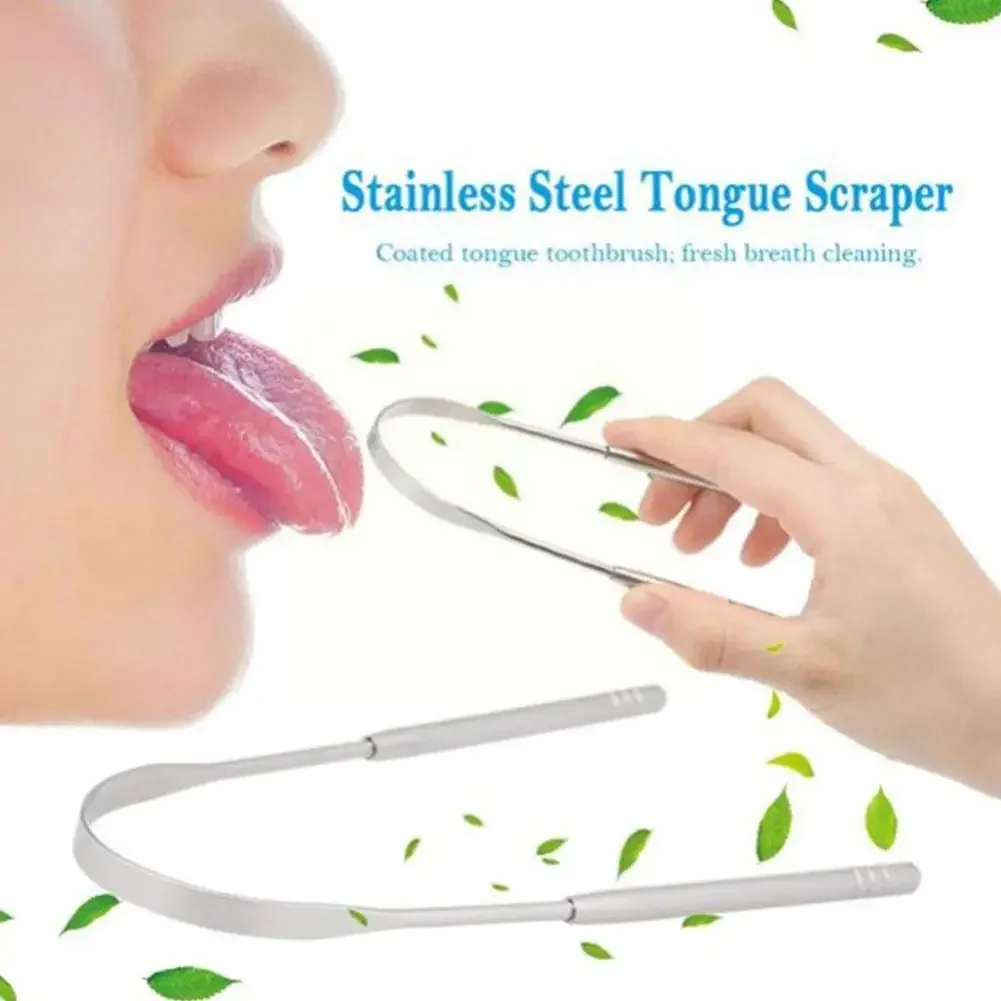 Aço inoxidável Tongue Scraper Cleaner, limpeza do hálito fresco, ferramentas de língua revestidas, escova de dentes alta, higiene, alta qualidade