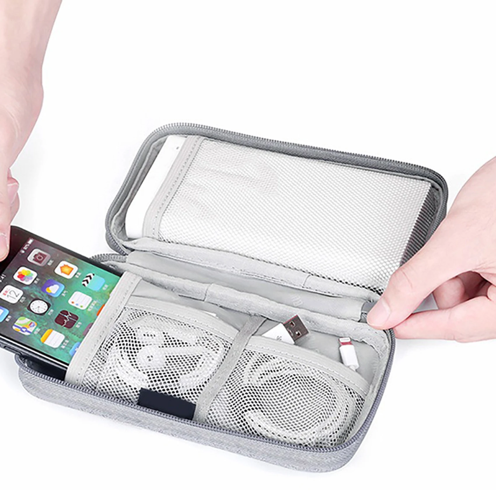 Borsa per cavi da viaggio custodia digitale portatile custodia per caricabatterie cavo dati borsa USB Organizer borsa per accessori elettronici