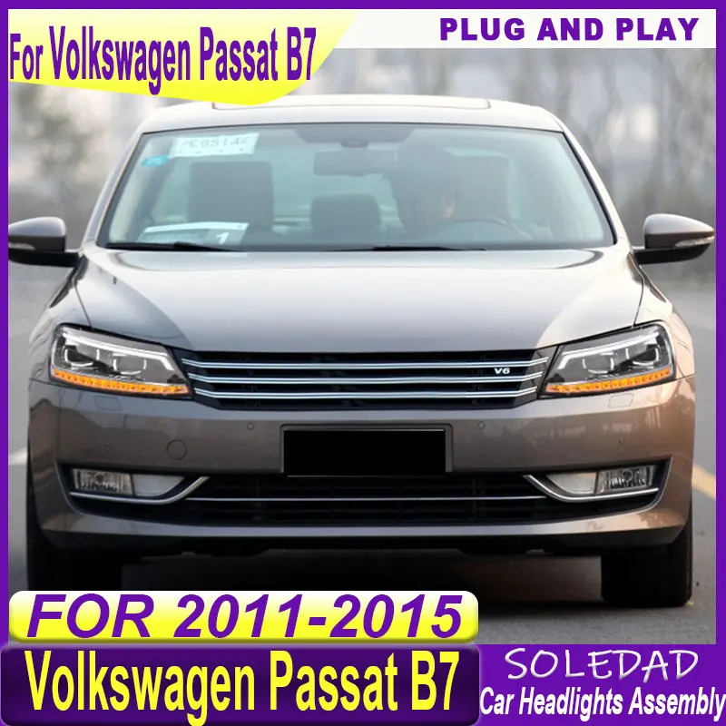 Car Styling headlights for VW Passat B7 Headlights 2012-2015 Passat LED Headlight DRL Hid Head Lamp Angel Eye Bi Xenon Auto