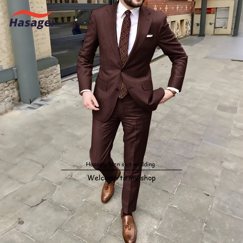 Elegant Casual 2 Piece Suit For Men Wedding Tuxedos Notched Lapel Groomsmen Men Suits Business Party Prom Blazer