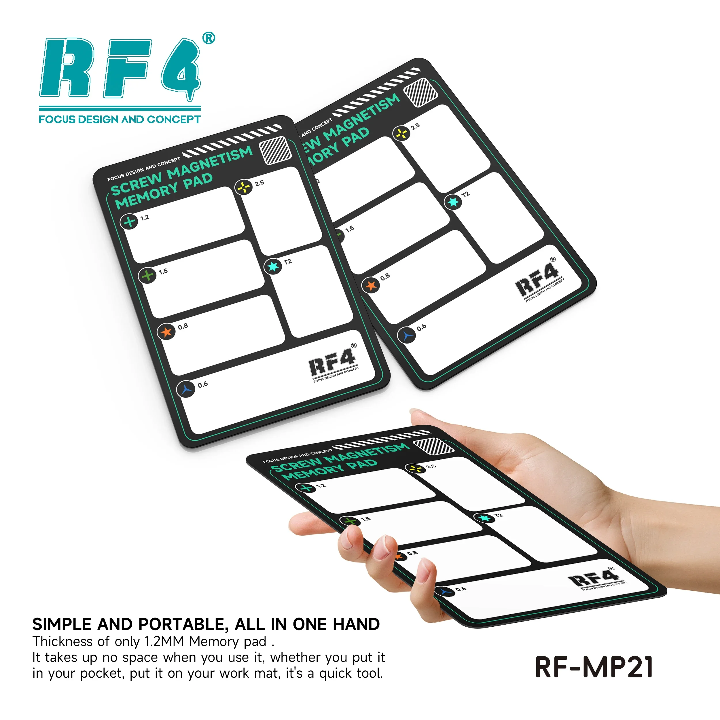 แผ่นรองแม่เหล็กนุ่ม RF4 RF-MP21 สำหรับเก็บสกรูซ่อมโทรศัพท์มือถือ คอมพิวเตอร์ และแท็บเล็ต