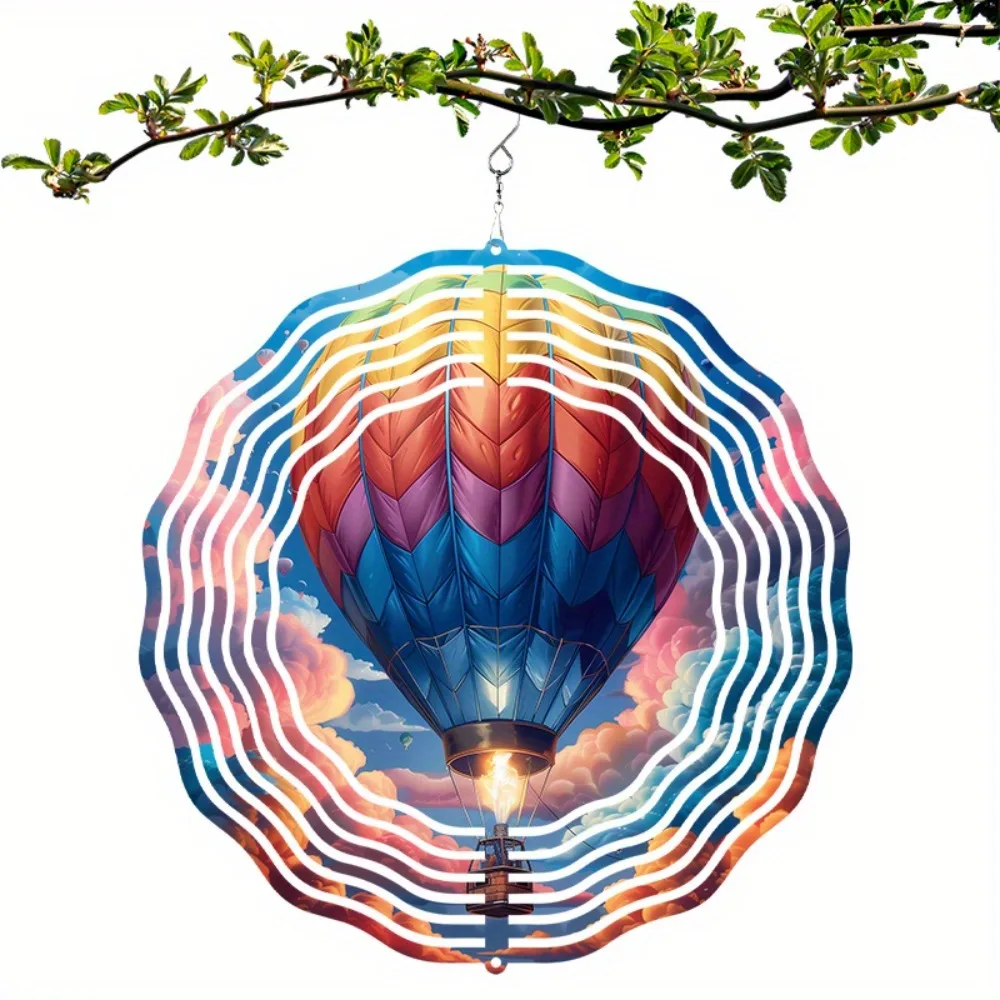 

Metallic Wind Sculptures for Outdoor Garden Decor, Hot Air Balloon Spinner, Unique Yard Art Gift