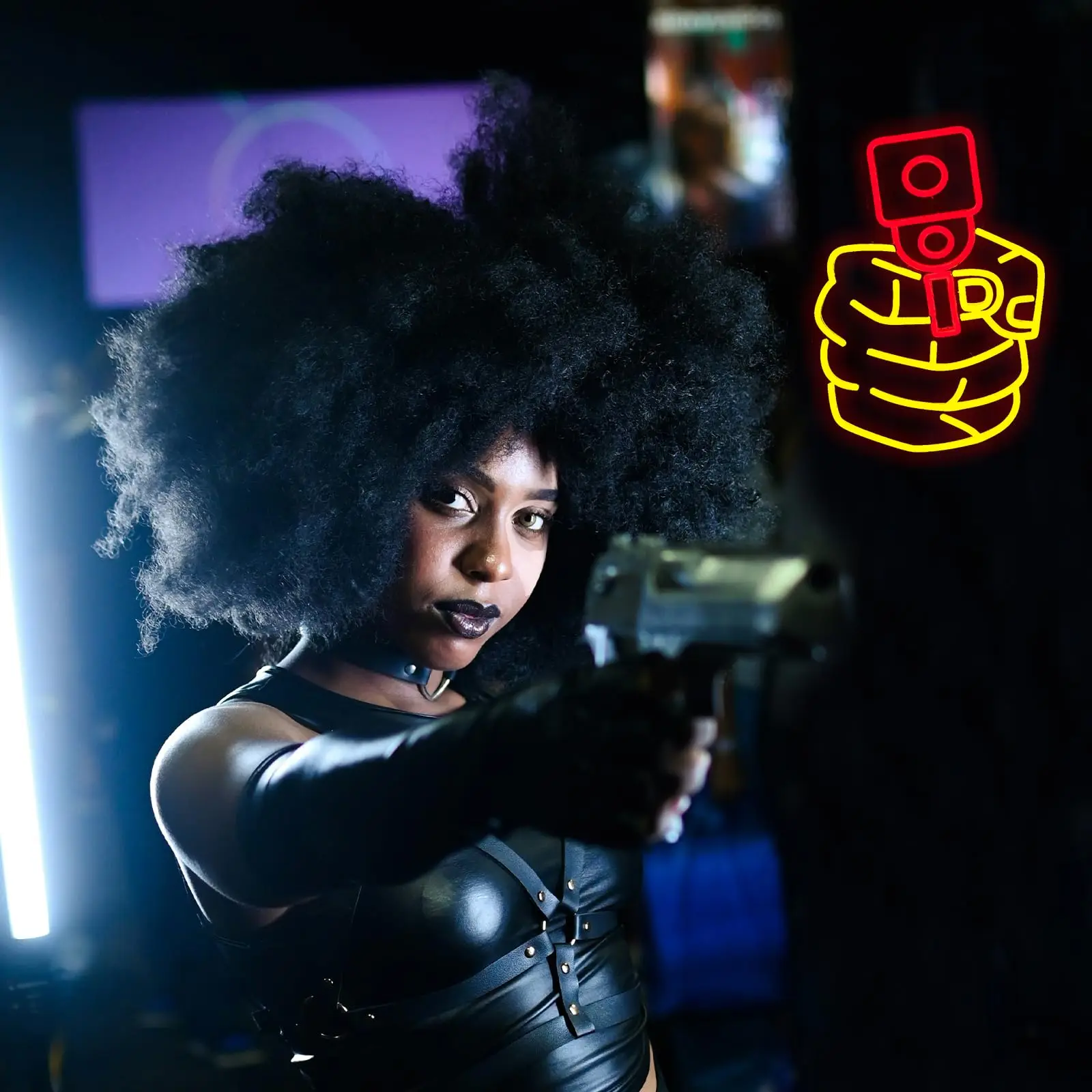 Pistola pistola sinal de néon com regulável legal amarelo vermelho led iluminar para pendurar decoração da parede homem caverna quarto bar escritório meninos presente