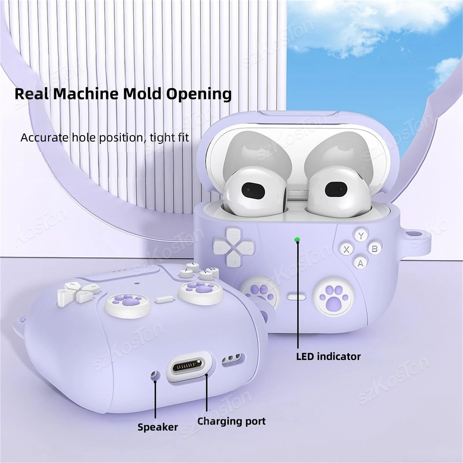 For AirPods 4 Cute Cat Silicone Case with Keychain Anti-drop Dustproof Protective Cover for Air Pods 4 Earphone Cases Accessorie