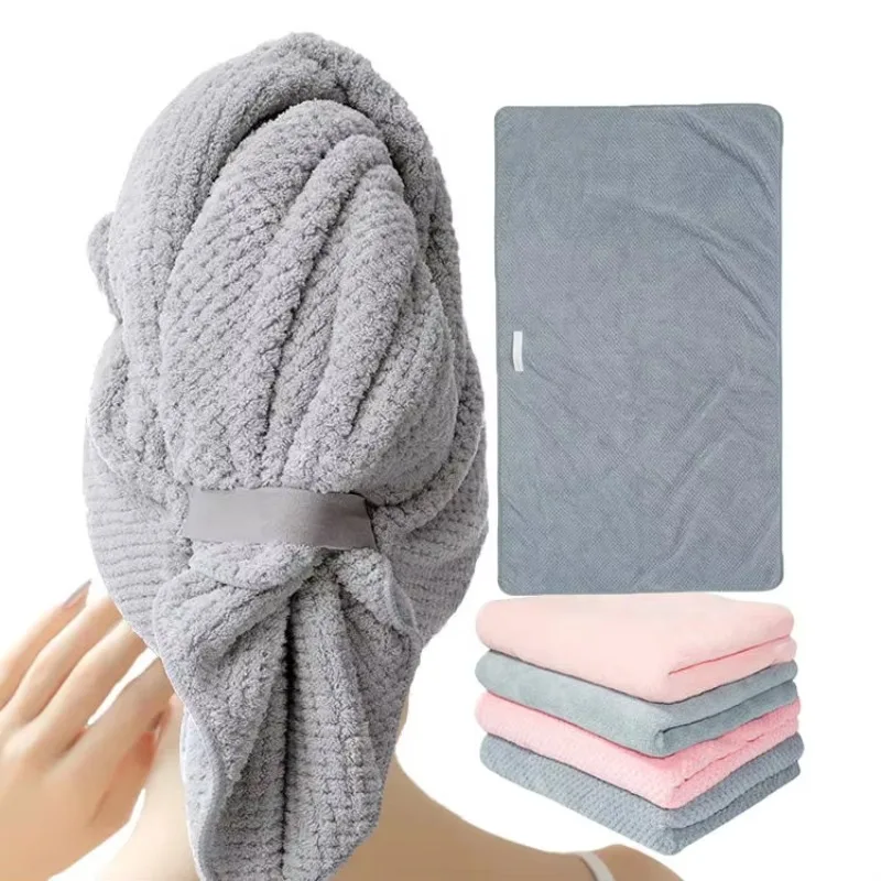1/2 PCS Large Solid Color Microfiber Hair Drying Towel Wrap With Elastic Strap Soft Quick Drying Towel