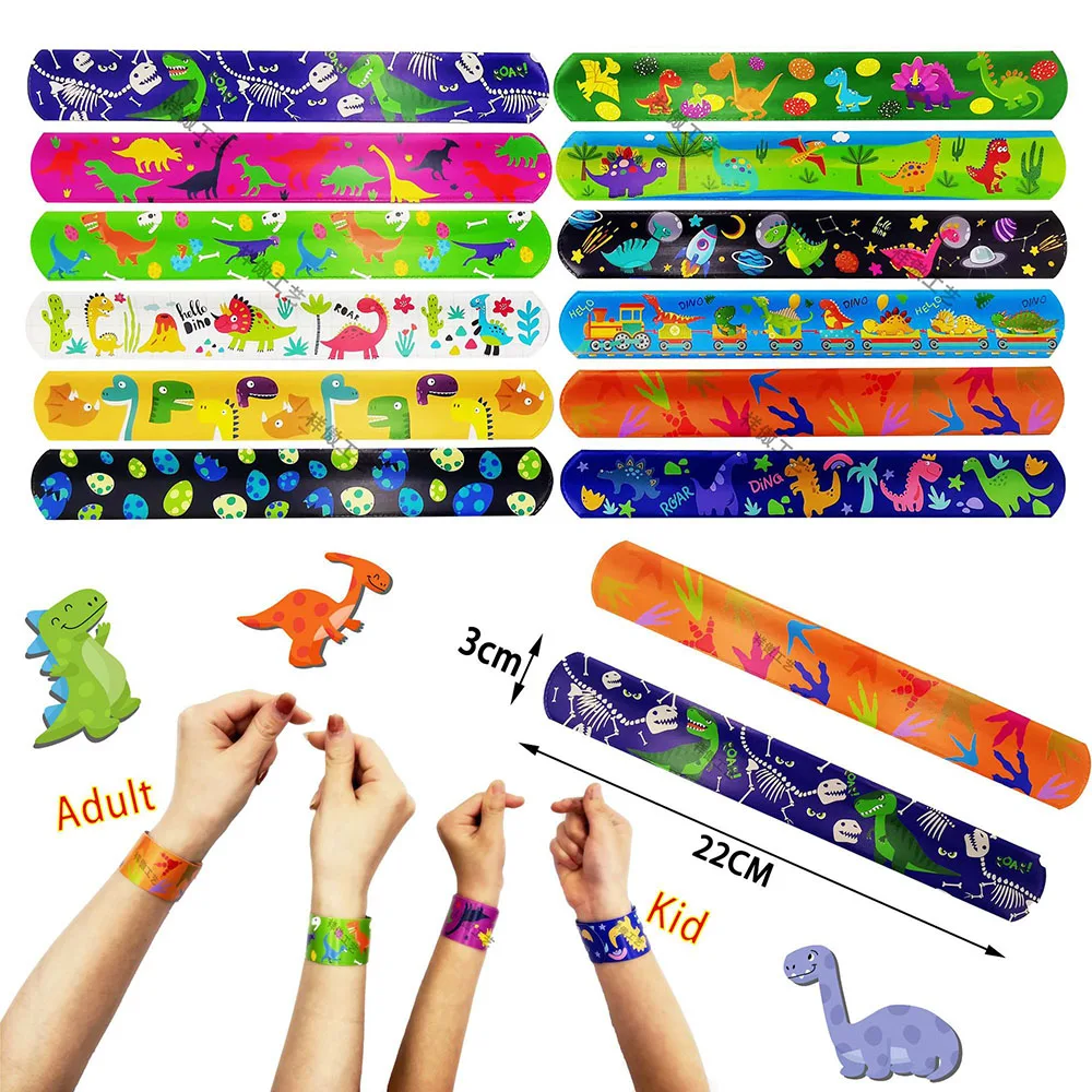 10 Pcs Cartoon Dinosaur Clap Ring Toy PVC Dinosaur Theme Decoration Bracelet Children's Birthdays Party Clap Ring Decoration Toy