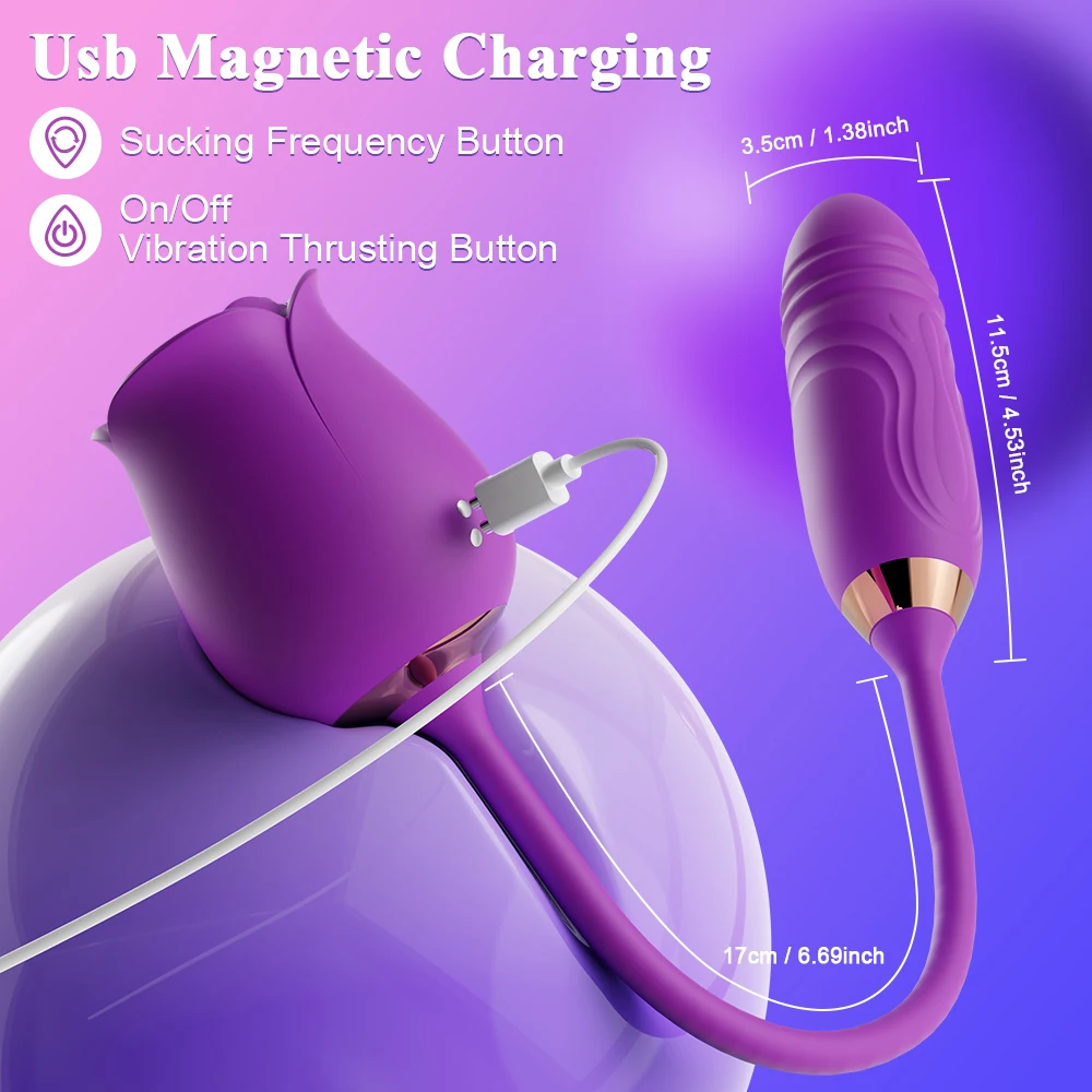 Rose-Toy Thrusting G Spot Massager Sucking Vibrator Egg Female Nipple Sucker Clitoris Stimulator Adult Sex Toys for Women view 6