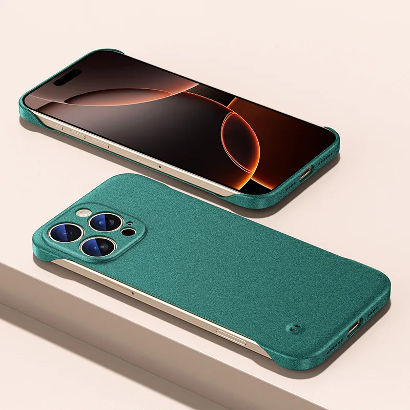 Luxury Matte Frosted Skin Frameless Ultra Thin Case For iPhone 16e 16 15 Pro Max 16Pro 16 Plus Hard Lens Protection Back Cover