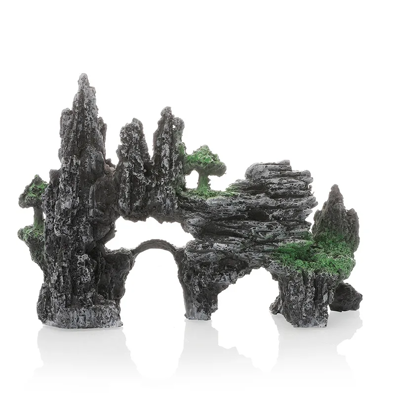 Aquarium Decorative Rocks Fish Tank Simulation Mountain Rockery Arched Bridge Landscaping Decor Creative Home Crafts Ornaments