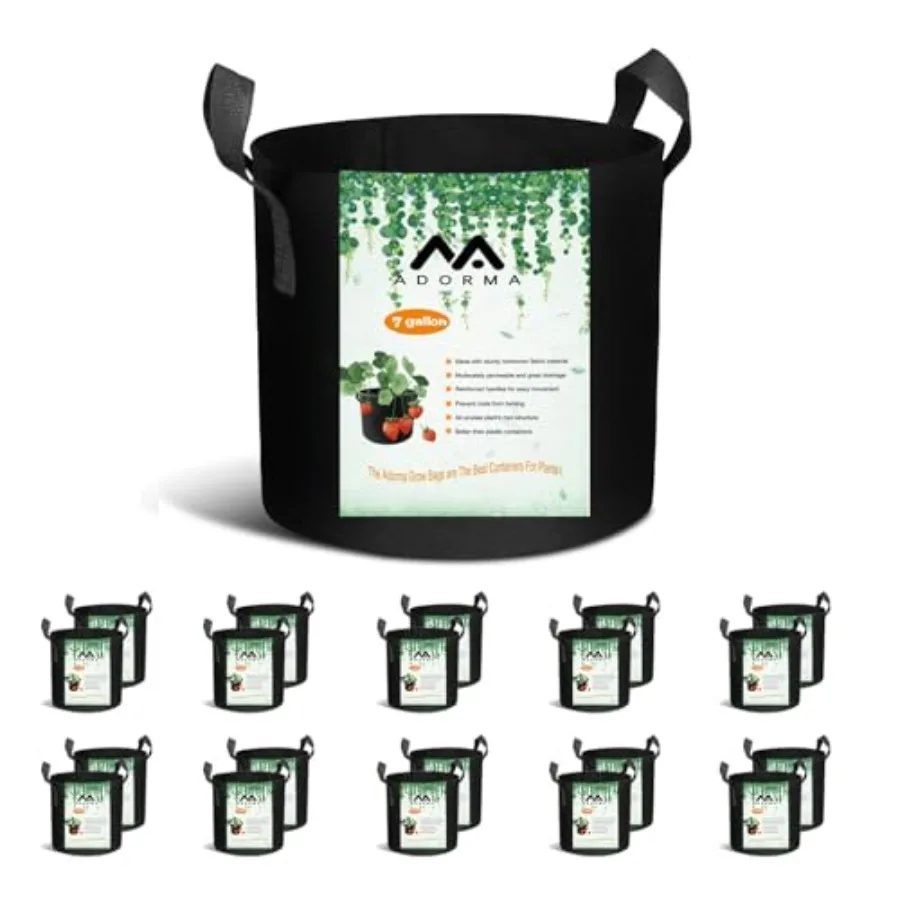 

20-Pack Grow Bags, Heavy Duty Aeration Fabric Pots with Handles, 300G Thickened Nonwoven Pots for Plants/Vegetables/Flowers