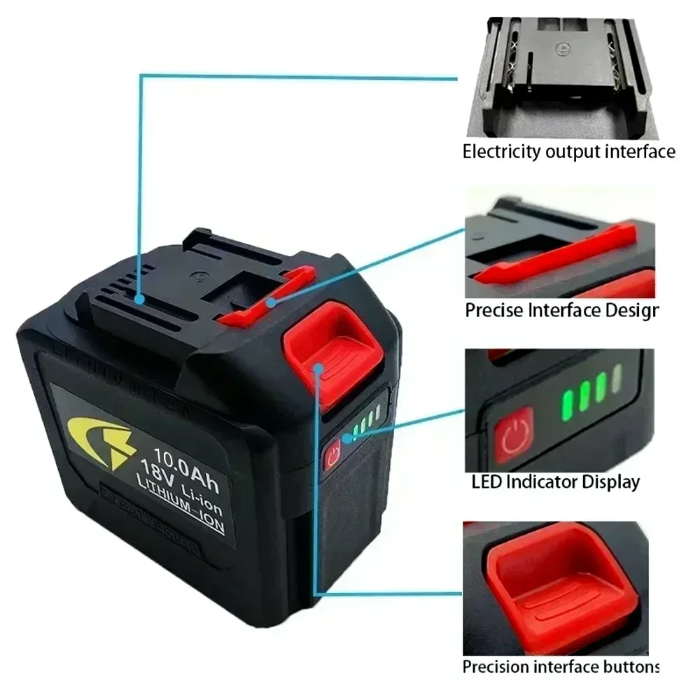 18 V-21 V แบตเตอรี่ลิเธียมแบบชาร์จไฟได้ปลั๊กสหภาพยุโรปสำหรับแรงดันสูงรถปืนฉีดน้ำไร้สายเครื่องล้างรถเครื่องเป่าเครื่องมือ