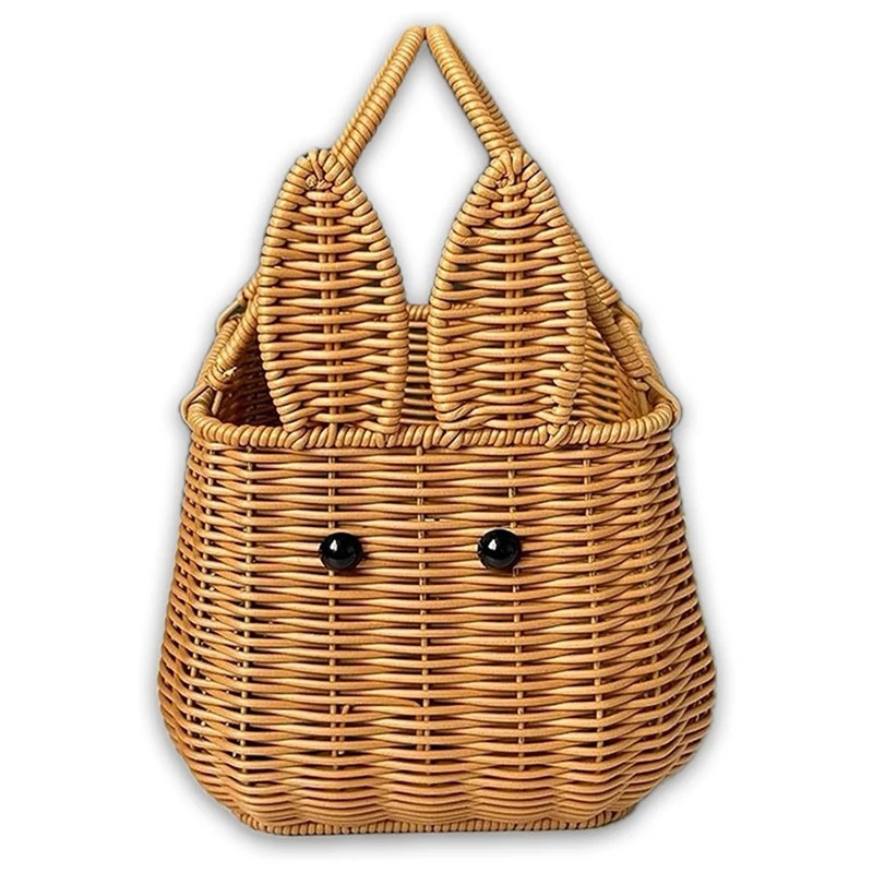 

Rabbit Easter Egg Handwoven Gift Basket Picnic Basket Fruit Storage Basket Flower Basket Durable Easy Install Easy To Use