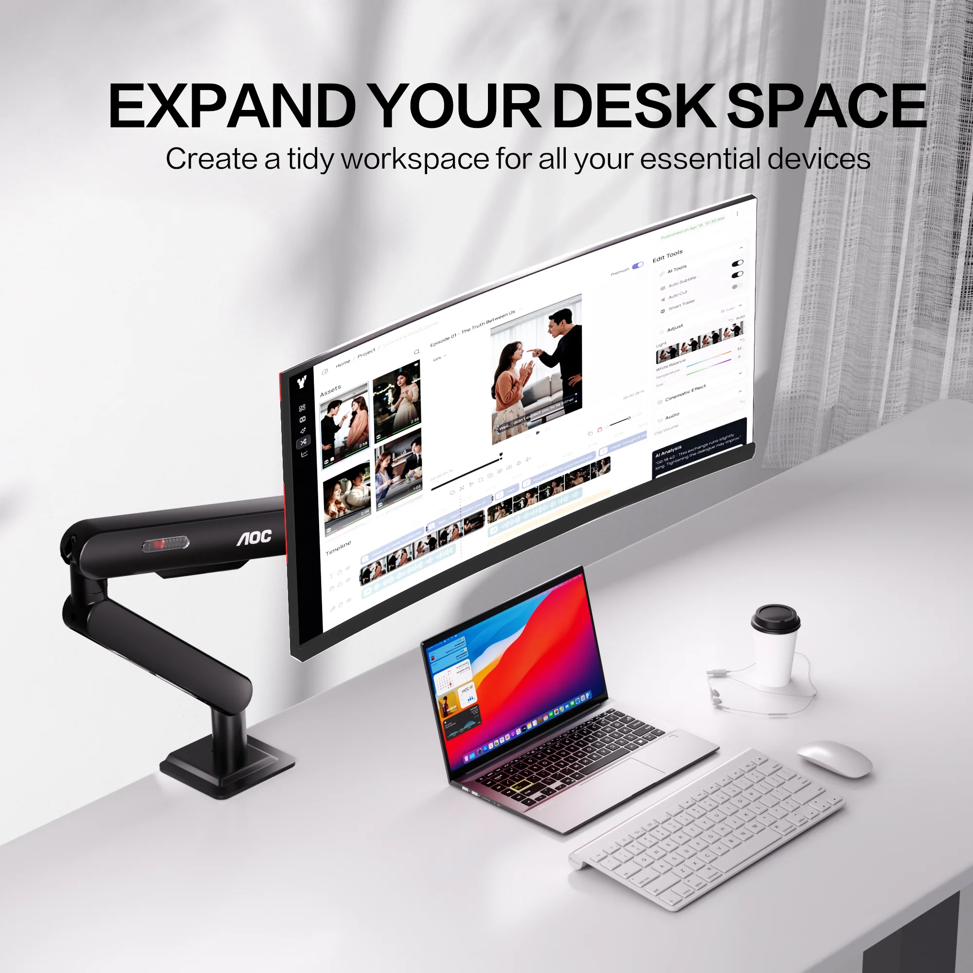 AOC AM500MAX Премиальный алюми – обзор и цена Monitor Arm Single