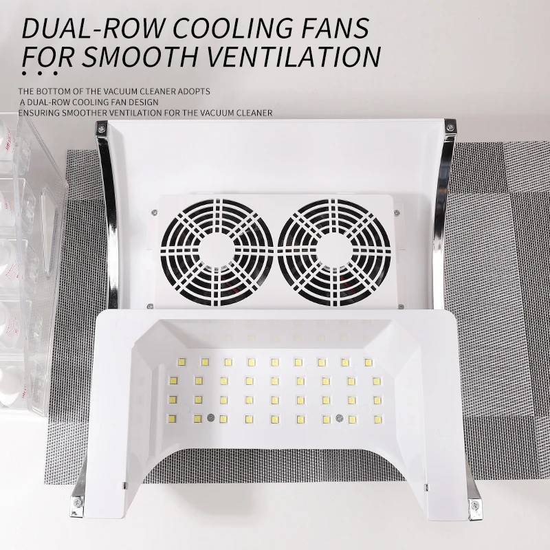 2-in-1ネイルランプUV LED、集塵機付き、吸塵器、マニキュア機器、パウダーサッカー、アスピレーターファン