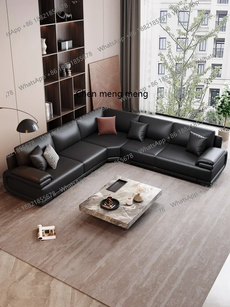 

Italian leather sofa first layer cowhide living room corner size apartment minimalist leather sofa combinationJJ