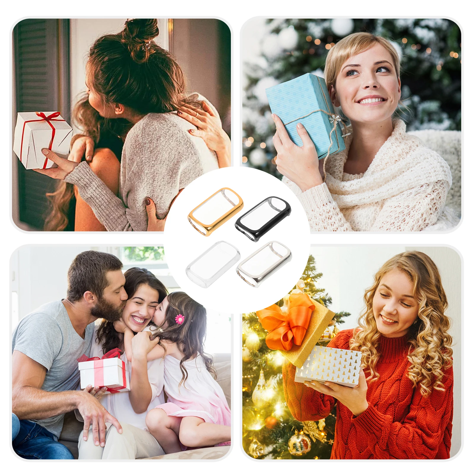 

4 шт., гальванические защитные чехлы для часов из ТПУ, чехлы для рамки часов, прочный защитный чехол-бампер с краями, модный